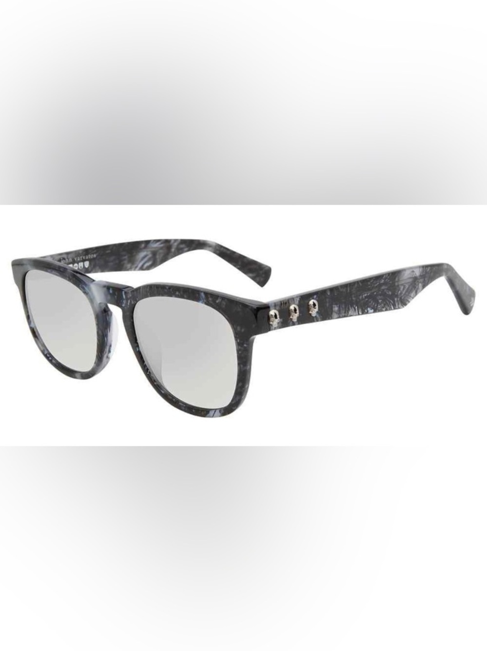 John Varvatos Mirror Sunglasses SJV555 Textured Blue Round Men Case New $410